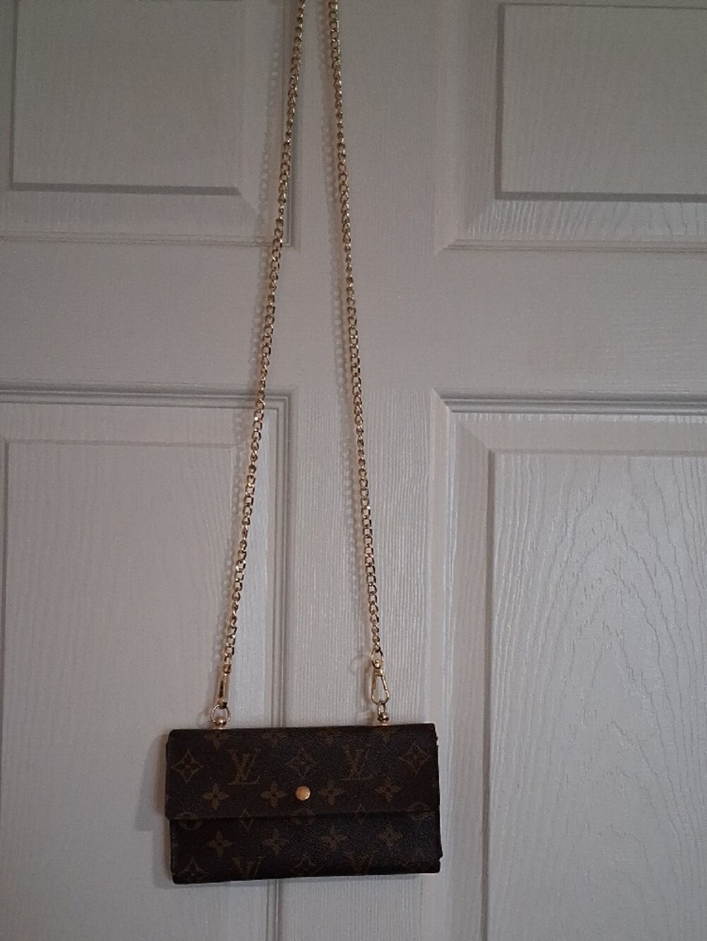 Louis Vuitton Monogram Crossbody Wallet in Brown with Gold Hardware - Picture 10 of 12